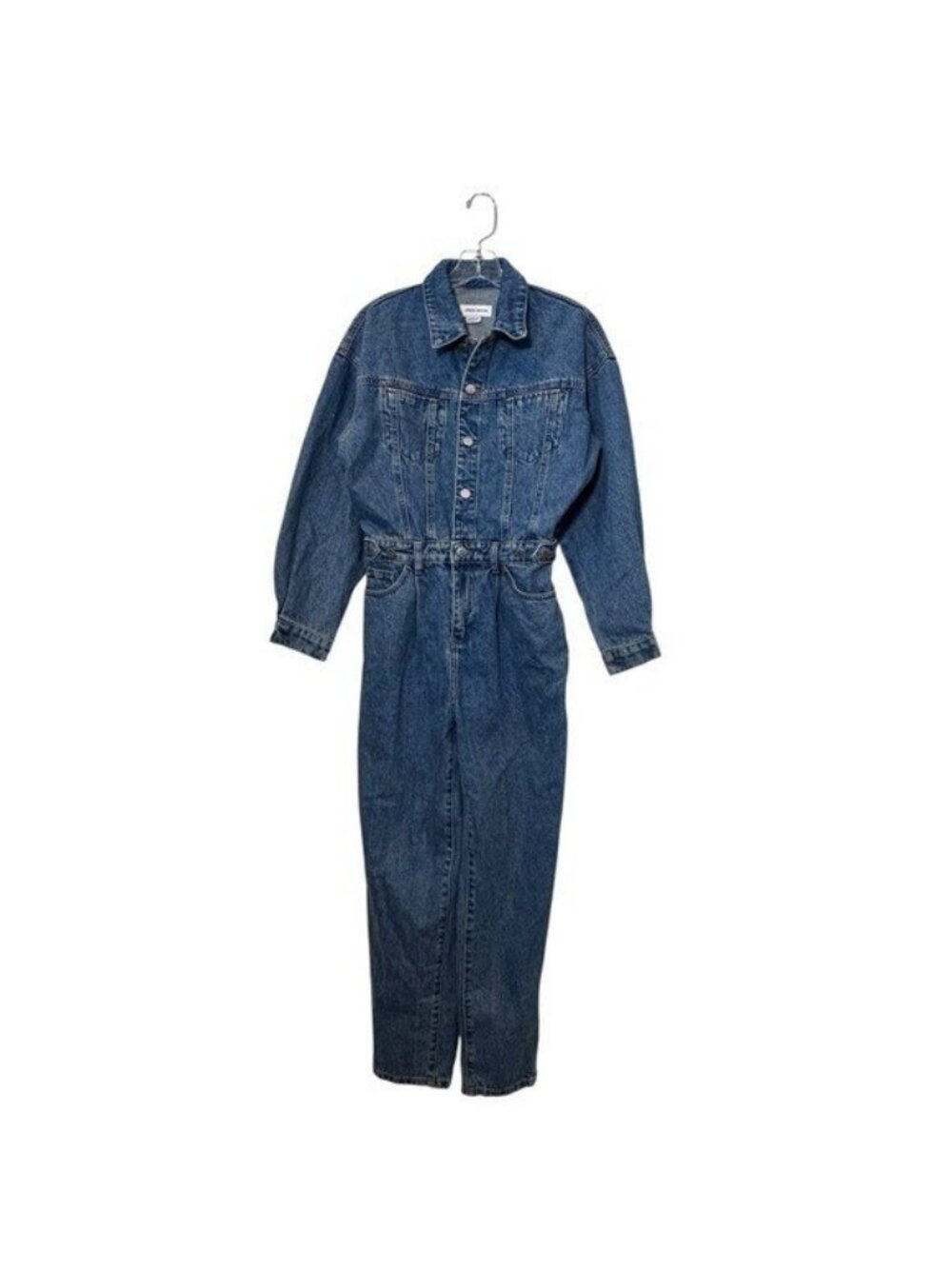 Urban Revivo XS / US 2 Denim Jumpsuit Long Sleeve Button Medium Wash Blue Jeans